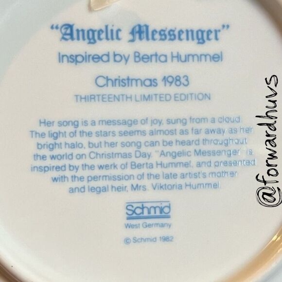 1983 Berta Hummel Collector Plate – “Angelic Messenger” - No Box - Picture 4 of 7